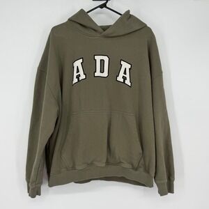 Adanola Hoodie Womens M Green Oversized Logo Sweatshirt Organic Cotton